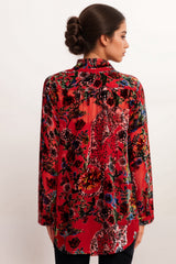 Johnny Was Red Yoella Burnout Tunic Top C23324AO