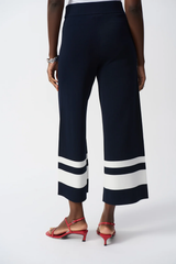 Joseph Ribkoff Blue/Vanilla Stripe Pull On Wide Leg Culotte Pants 251945