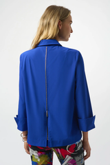 Joseph Ribkoff Poplin Button-Front Back Slit 3/4 Sleeves Top 253923