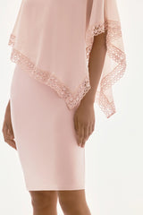 Joseph Ribkoff Lace Trim Chiffon Overlay Sheath Dress 251773