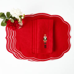 Red Eloise Linen Placemats & Nutcracker Napkins (Set of 4)