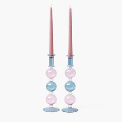 Camille Pink & Blue Candle Holder (Pair)