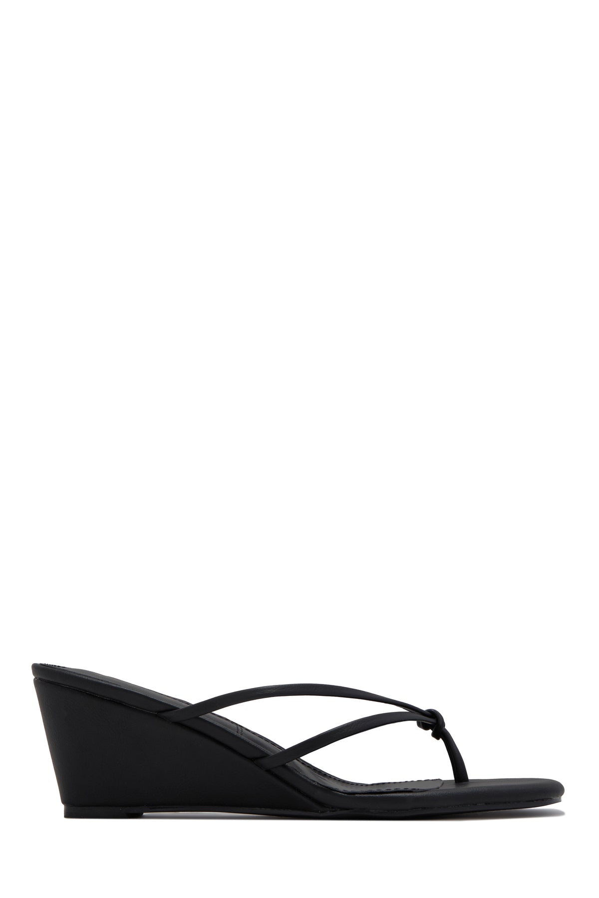 Mimosa Thong Strap Single Sole Wedges - Black