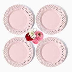 Pink Basketweave Starter Plates (Set of 4)