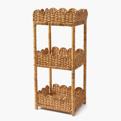 Scalloped Tiered Rattan Side Table