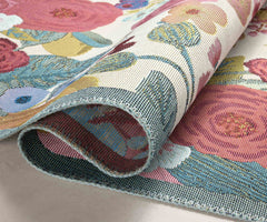 Perennial Garden Party Power Loomed Rug - Rose Multi