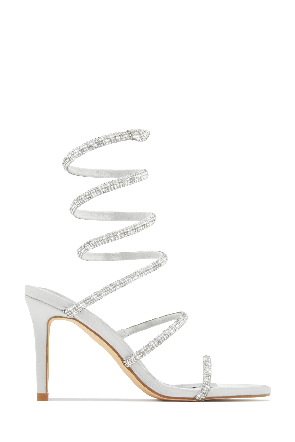 Sushmita Embellished Around The Ankle Coil Heels - Silver