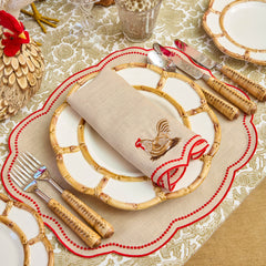 Putty & Red Eloise Linen Placemats & Henrietta Hen Napkins (Set of 4)