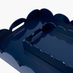 Navy Blue Small Scalloped Lacquer Tray