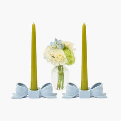 Soft Blue Ceramic Bow Candle Holder (Pair)