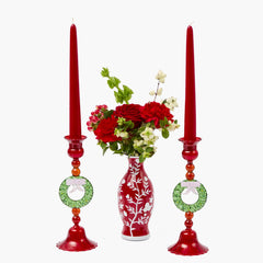 Wreath Glass Candle Holders (Pair)