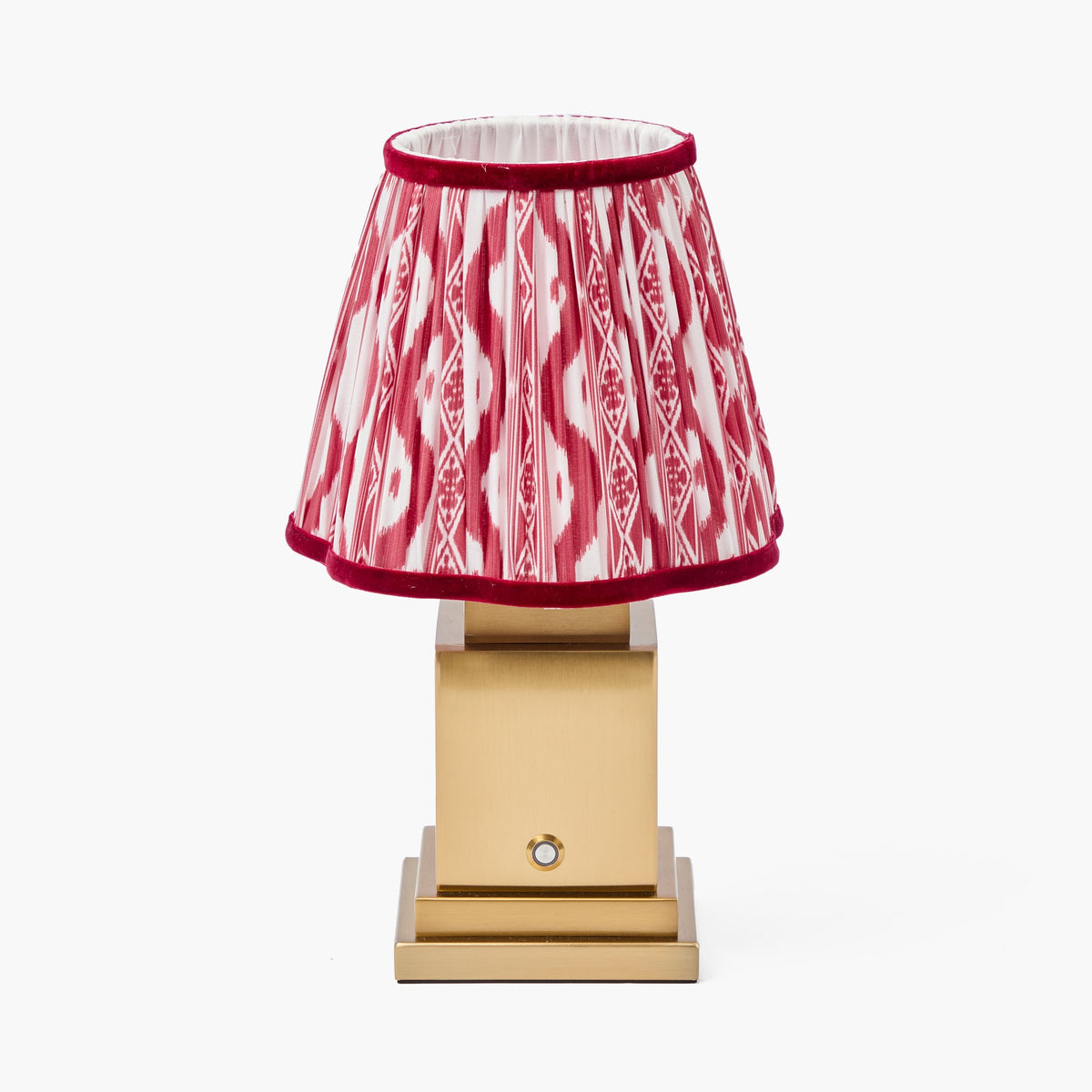 Square Rechargeable Lamp with Red Ikat Shade (18cm)